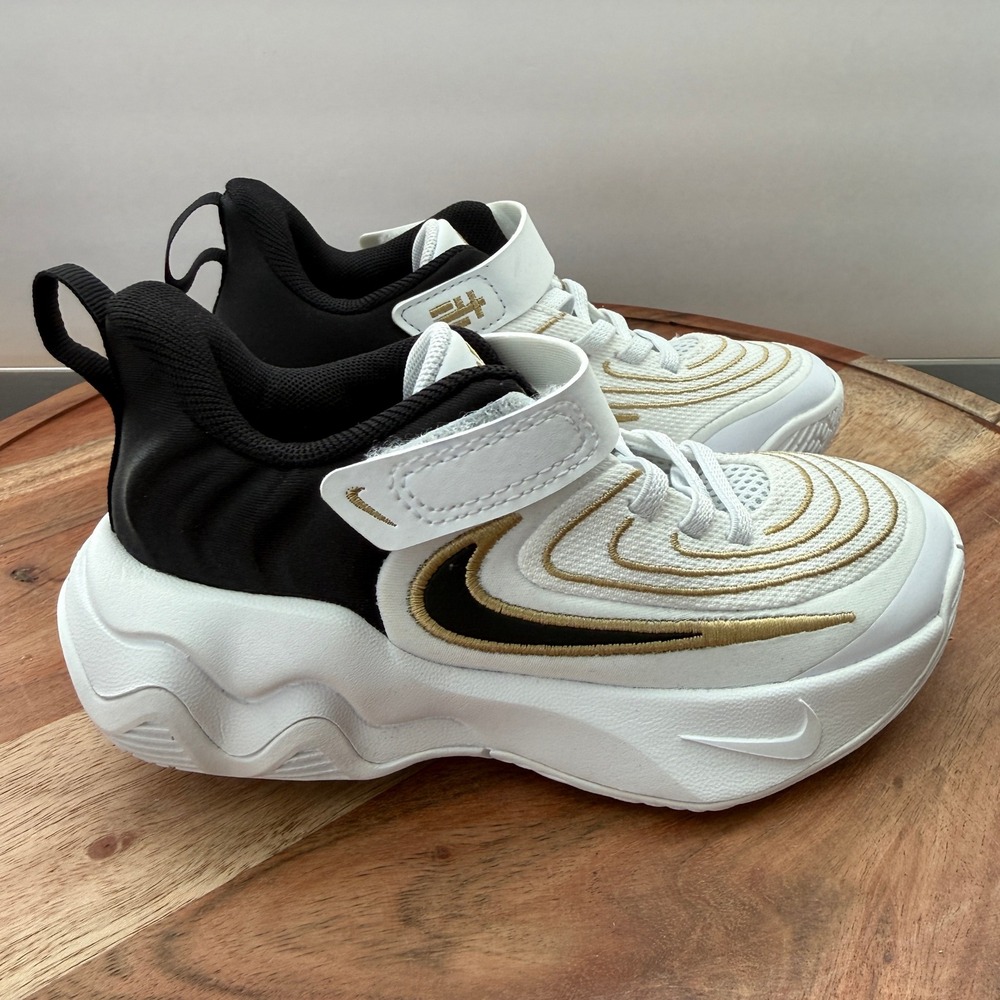 Nike Giannis Immortality 3 Kids Basketball Shoes White Black Gold FZ6733-100 11C